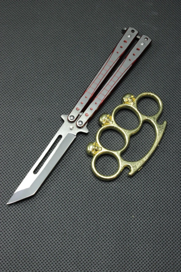 Tanto Kelebekli Gold Kurukafa Mustali Set