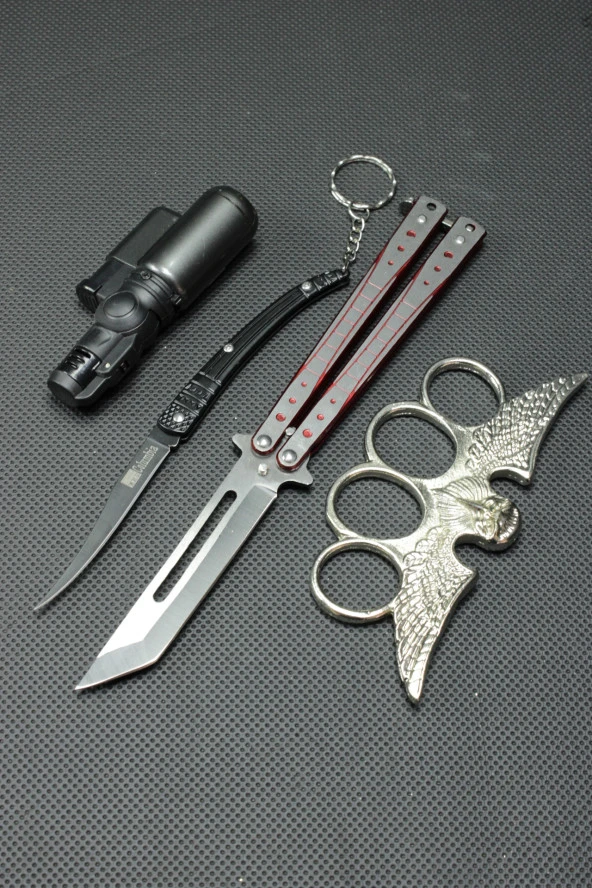 Tanto Kelebekli Gümüş Baykuş Mustali 4lü Set