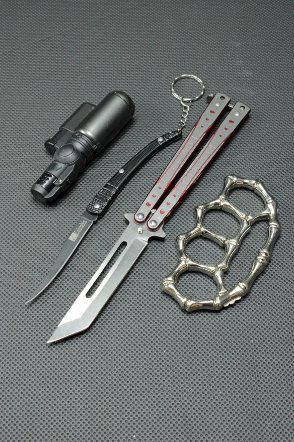 Tanto Kelebekli Gümüş Kemik Mustali 4lü Set