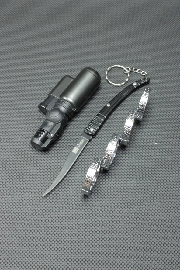 17 cm Kılçık Çakı ve Katlanır Yüzük Mustali Set