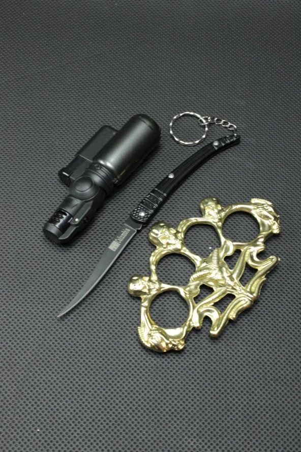 17 cm Kılçık Çakı ve Gold Boğa Mustali Set