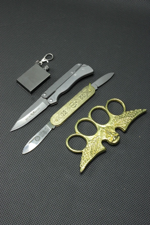 15 cm Benchmade Çakı Gold Baykuş Mustali set