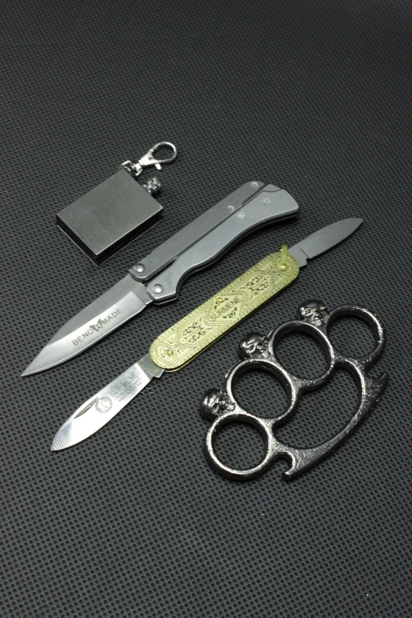 15 cm Benchmade Çakı Gümüş Kurukafa Mustali set