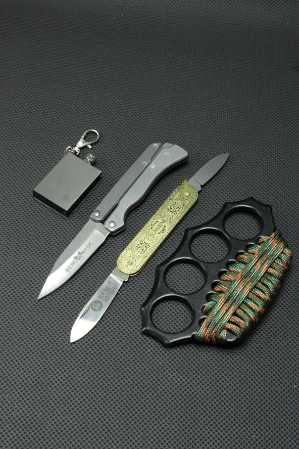 15 cm Benchmade Çakı Siyah İpli Mustali set