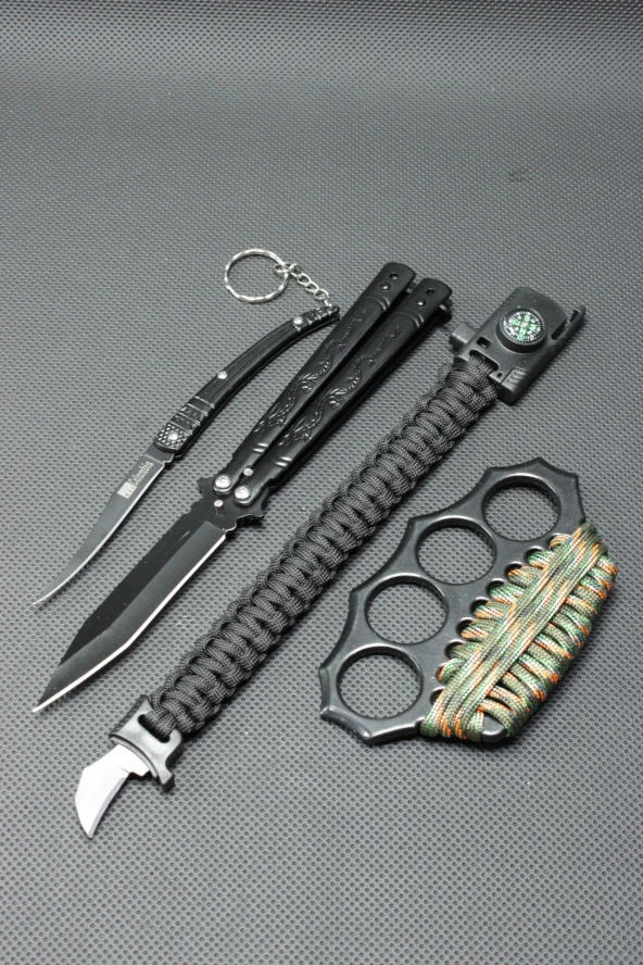 21 cm Siyah Kelebekli ve Siyah İpli Mustali 4lü Set
