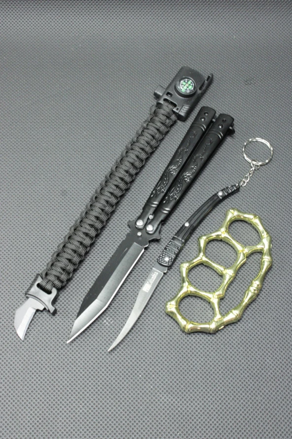 21 cm Siyah Kelebekli ve Gold Kemik Mustali 4lü Set