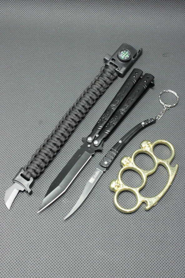 21 cm Siyah Kelebekli ve Gold Kurukafa Mustali 4lü Set