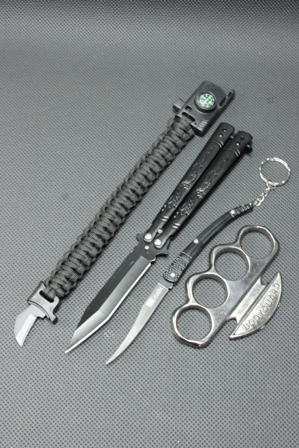 21 cm Siyah Kelebekli ve Gümüş Body Mustali 4lü Set