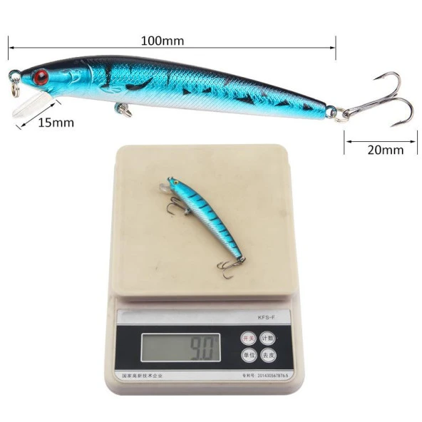 Valkyrie 10 Adet 10cm 9gr Minnow Sahte Olta Yem Seti Rapala 1m Derinlik 10 Farklı Renk Karbon Çelik İğne - 6