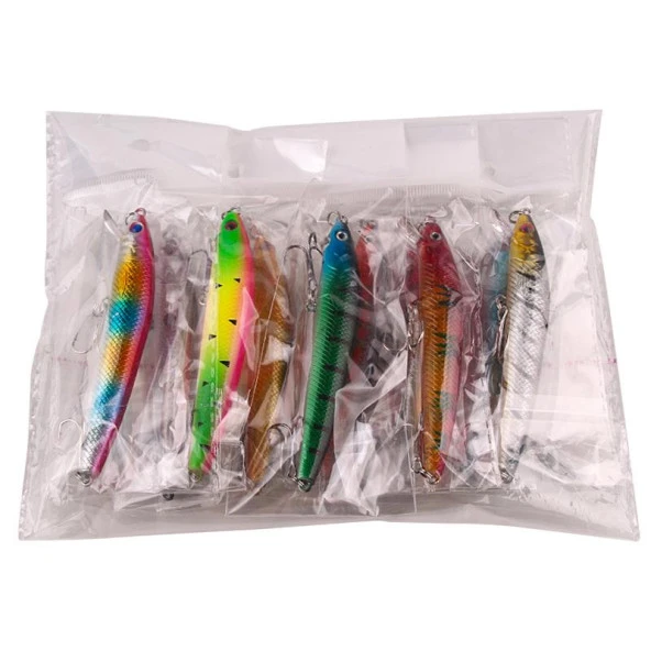 Valkyrie 10 Adet 10cm 9gr Minnow Sahte Olta Yem Seti Rapala 1m Derinlik 10 Farklı Renk Karbon Çelik İğne - 7