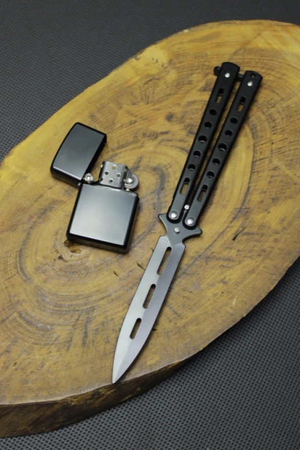 Siyah Renk 21 cm Eğitim Kelebeği ve Zippo Çakmak