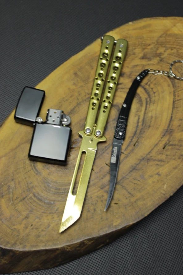 21 cm Gold Renk Tanto Kelebeği Set