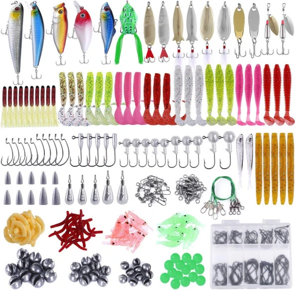 Valkyrie 302 Parça Çantalı Balık Olta İğne Silikon Kurşun Sahte Yem Seti 1. Kalite Komple Set Katlanır Kutu - 4