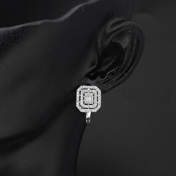 14 Ayar Baget Taşlı Beyaz Altın Set - Resim 5