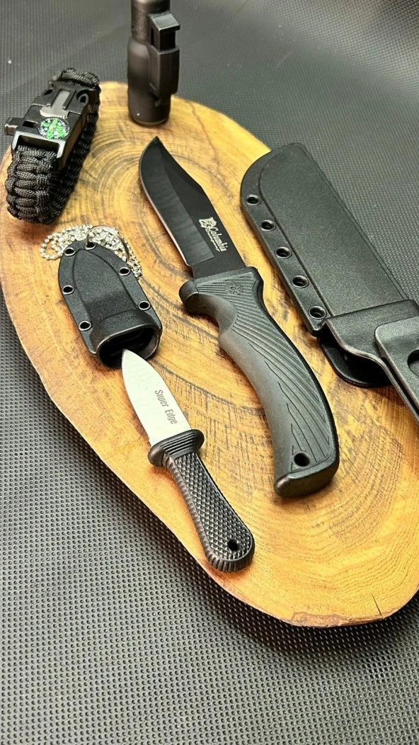 Kişiye Özel 23 cm Avcı Bıçağı ve Kolye Çakı Seti