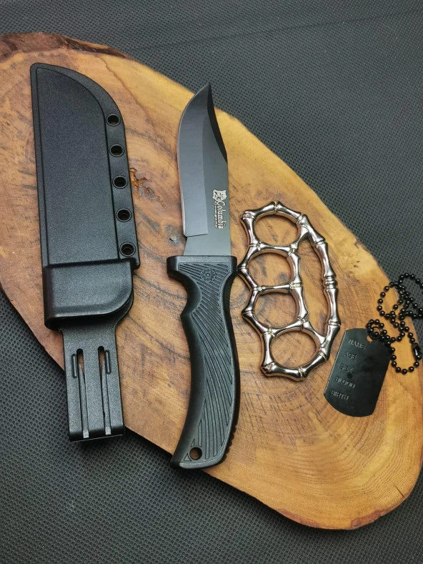 23 cm Sert Kılıflı Avcı Bıçağı,Kemik PUNCH MUSTA ve Kolye