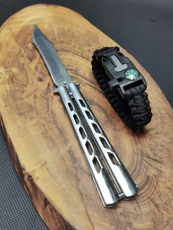 Paracord Bileklik ve 21 cm Perçinli Kelebek Seti