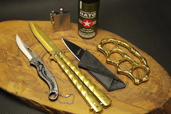 21 cm Gold Renk Kelebekli Çakı Seti