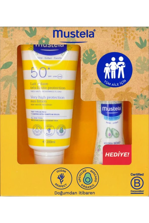 MUSTELA Very High Protection Sun Lotion 200 ml - Hydra Bebe Body Lotion 100 ml HEDİYELİ