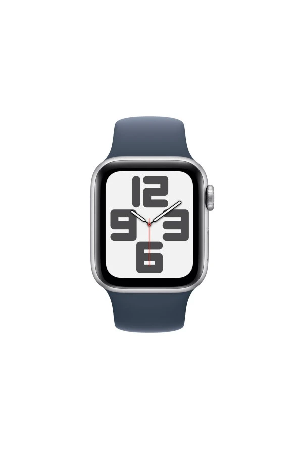 Apple Watch SE 2.Nesil (2023) GPS + Cellular 40mm Silver Aluminium Case with Storm Blue Sport Band - S/M - Gümüş - 2