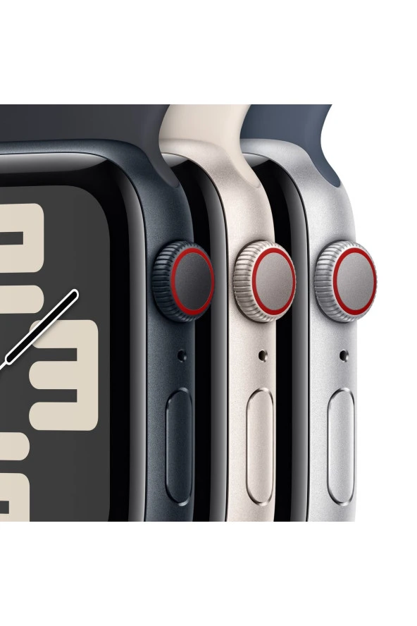 Apple Watch SE 2.Nesil (2023) GPS + Cellular 40mm Silver Aluminium Case with Storm Blue Sport Band - S/M - Gümüş - 3