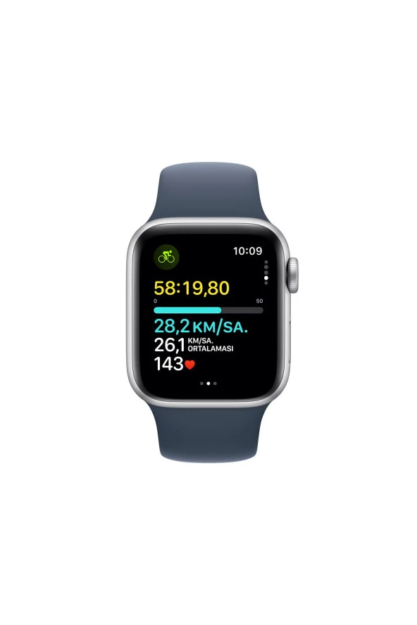 Apple Watch SE 2.Nesil (2023) GPS + Cellular 40mm Silver Aluminium Case with Storm Blue Sport Band - S/M - Gümüş - 6