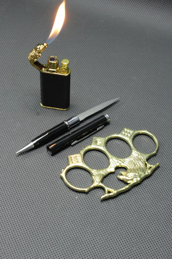 Gizli Kalem Çakı ve Gold Kartal Mustali 3lü Set