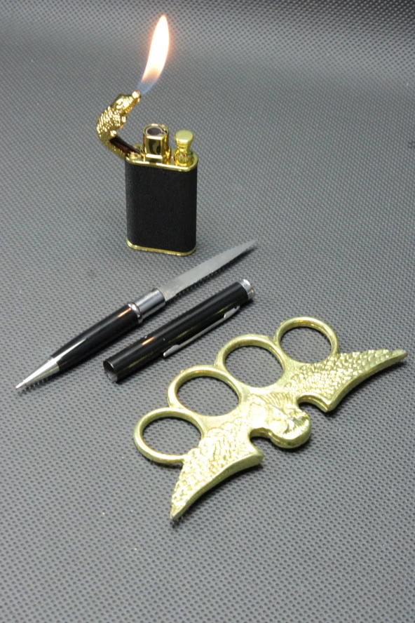 Gizli Kalem Çakı ve Gold Baykuş Mustali 3lü Set