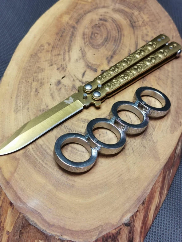 21 cm Benchmade Gold Renk Kelebek ve Katlanabilir Musta