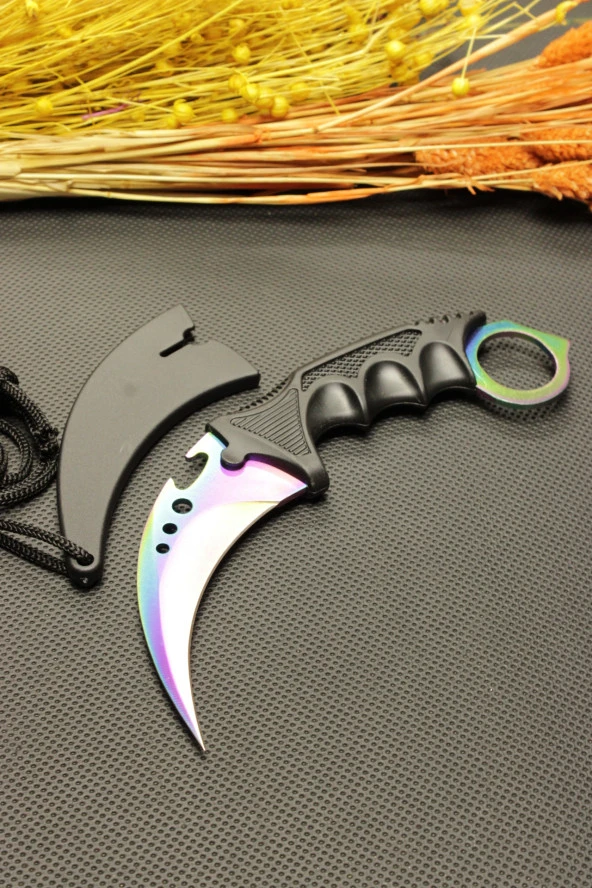 Rainbow Kılıflı Oval Garambit Bıçak