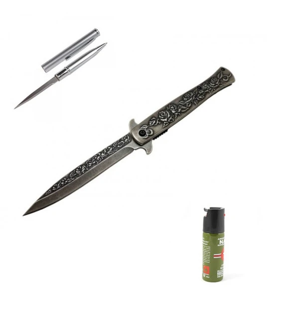 Kişiye Özel Güllü Çakı Eskitme HC012 23 CM