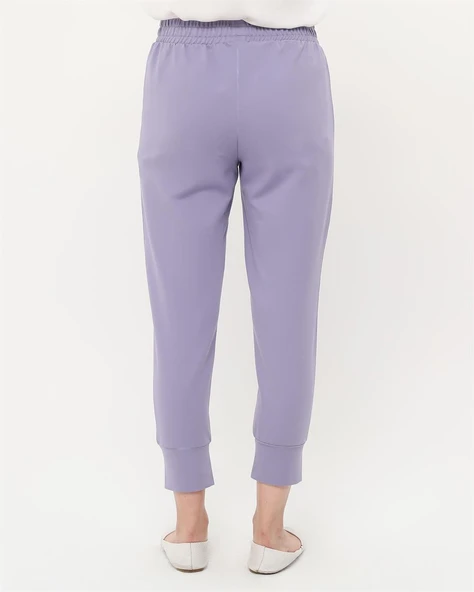 Step Paçası Manşetli Beli Lastikli Pantolon - (38-46) - 71125 - Lila - 4
