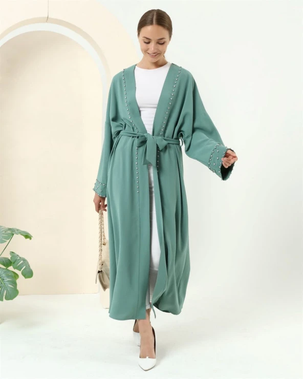 Taş Detaylı Kimono - 70039.100 - Çağla Yeşili