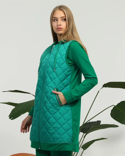 Minimal Kapitoneli Yelekli Spor Üçlü Takım - 70060.111 - Beneton Yeşil - Resim 2