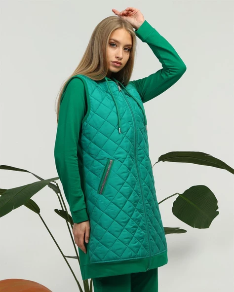 Minimal Kapitoneli Yelekli Spor Üçlü Takım - 70060.111 - Beneton Yeşil - Resim 4