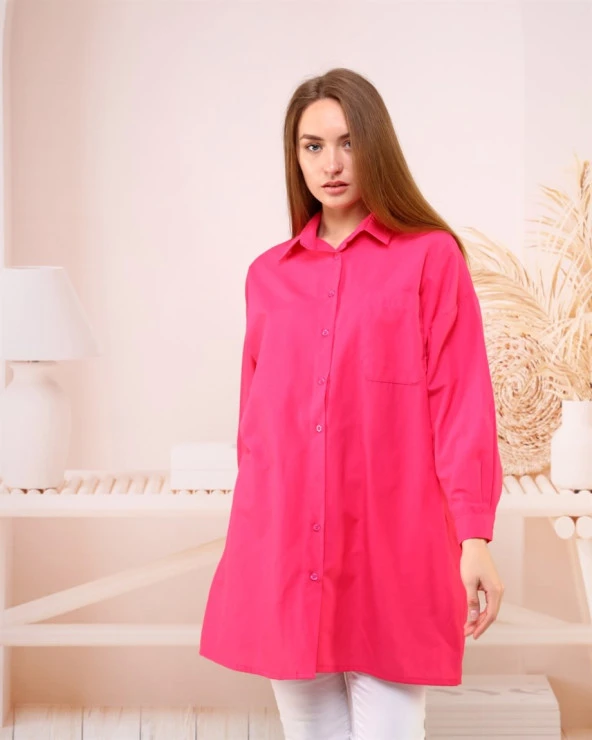 Sade Basic Ovesize Gömlek - 70001.025 - Fuşya - 2