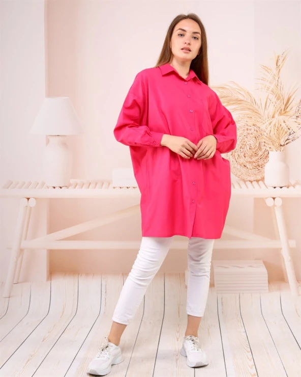 Sade Basic Ovesize Gömlek - 70001.025 - Fuşya - 3