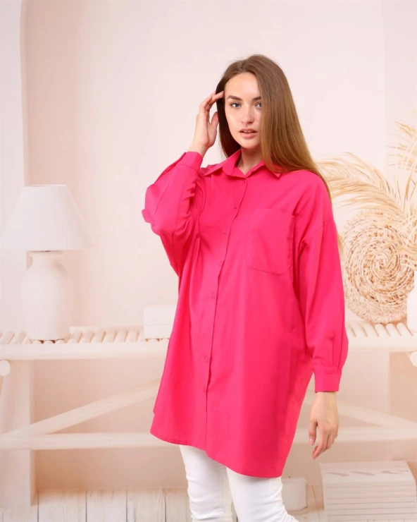 Sade Basic Ovesize Gömlek - 70001.025 - Fuşya - 4