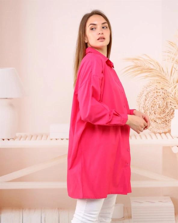 Sade Basic Ovesize Gömlek - 70001.025 - Fuşya - 5