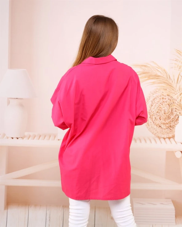 Sade Basic Ovesize Gömlek - 70001.025 - Fuşya - 7