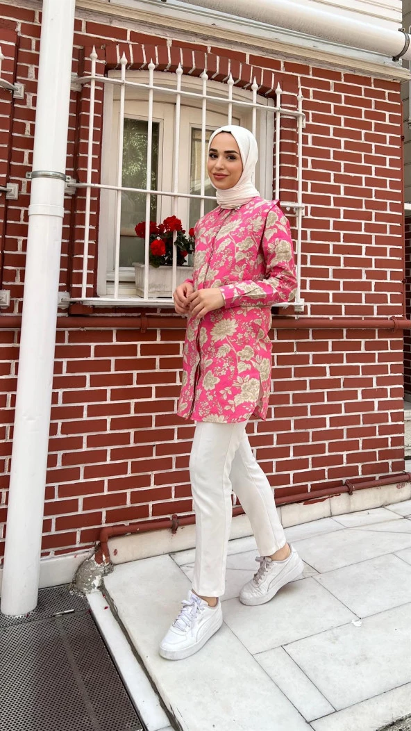 Lupin Taş Detaylı Desenli Gömlek - 71131.025 - Fuşya