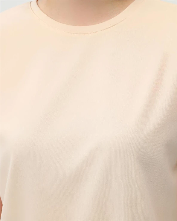 Sude Bisiklet Yaka Kolsuz Sade Basic Bluz - 06038.023 - Krem - 7