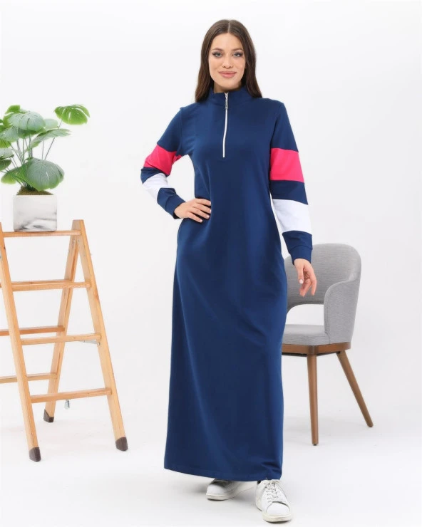 Kol Detaylı Sweat Elbise - 71020.006 - İndigo