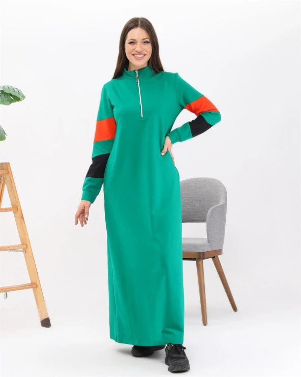 Kol Detaylı Sweat Elbise - 71020.111 - Benetton Yeşil
