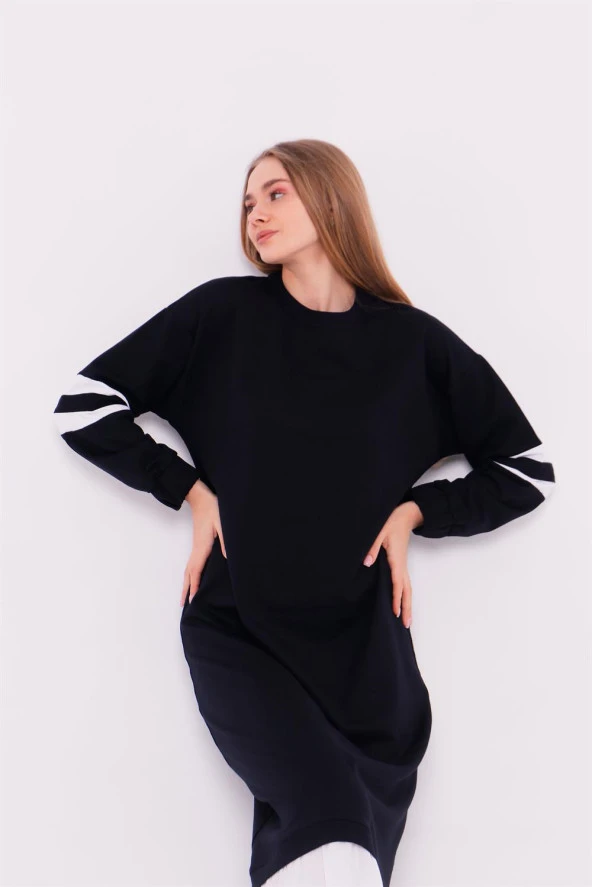 Gupse Kolları Şeritli Eteği Detaylı Spor Elbise - 71079.015 - Lacivert - 3