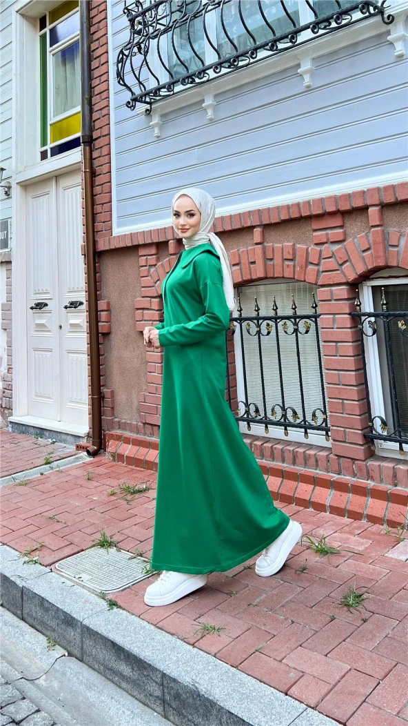 Cennet Taş Detaylı Yakalı Elbise - 71148.111 - Benetton Yeşil - 5
