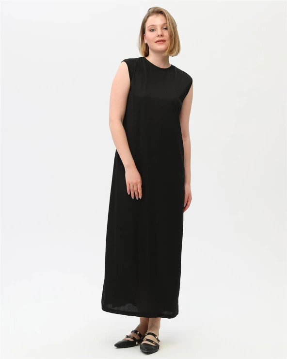 Defile İçlik Sade Basic Kolsuz Elbise - 06041.003 - Siyah