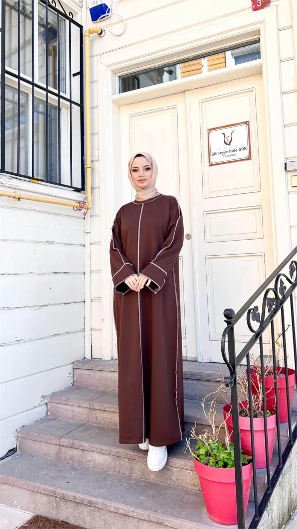 Mevlana Oversize Pamuklu Elbise - 71167.110 - Acı Kahve