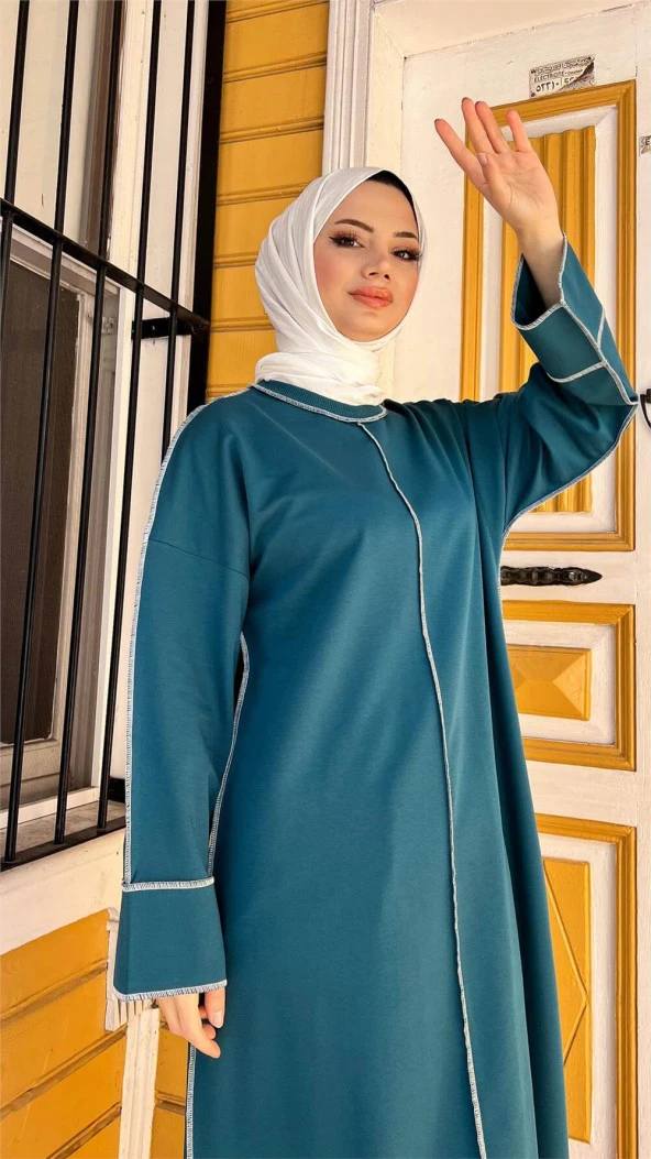 Mevlana Oversize Pamuklu Elbise - 71167.208 - Koyu Petrol - 4