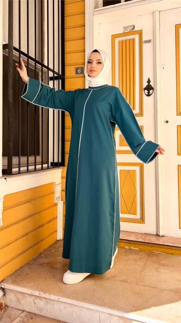 Mevlana Oversize Pamuklu Elbise - 71167.208 - Koyu Petrol - 12